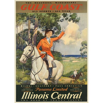 Mississippi Gulf Coast Vintage Travel Poster Prints- Illinois Central Railroad Poster Prints - image1